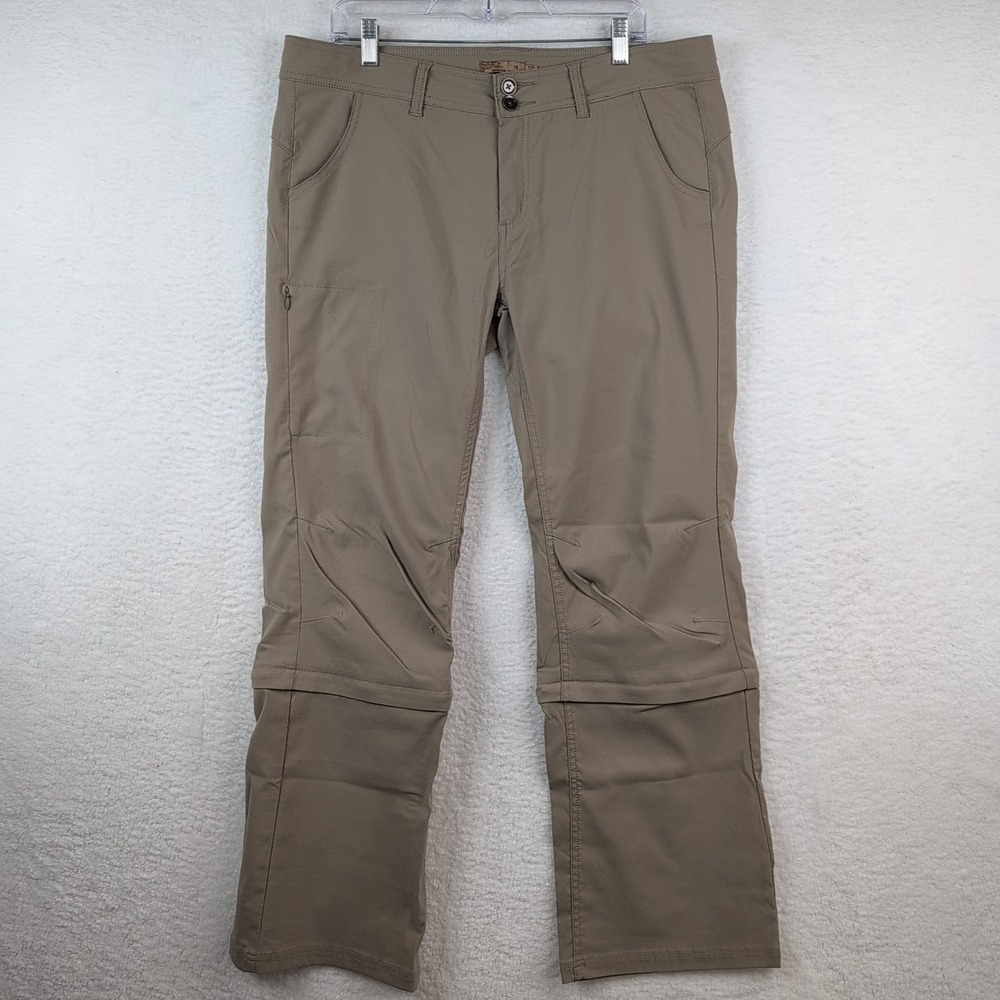 PrAna Halle Convertible Pants Women's 16 Nylon Zip Off‎ Stretch Hiking Khaki
